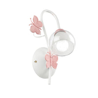 4924/Ap1 - Applique Butterfly Bianco/Rosa 1 Luce