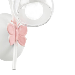 4924/Ap1 - Applique Butterfly Bianco/Rosa 1 Luce