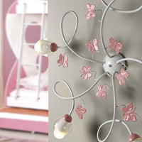 4924/Pl5 - Plafoniera Butterfly Bianco/Rosa 5 Luci