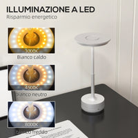 Lampada da Tavolo a LED Senza Filo Touch ⌀13x28,5 cm Batteria Ricaricabile Argento