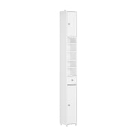 Armadio Colonna bagno, Mobile bagno alto con 2 Ante e 1 cassetto altezza: 180 cm Bianco BZR34-W