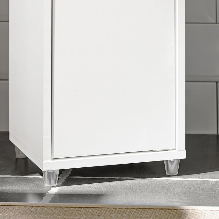 Armadio Colonna bagno, Mobile bagno alto con 2 Ante e 1 cassetto altezza: 180 cm Bianco BZR34-W