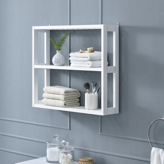 [en.casa] Mensola da parete per il bagno con 3 piani - 54x15x60cm - bianco