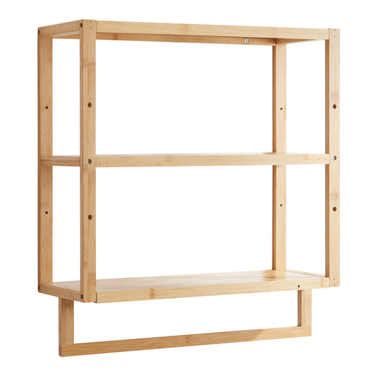 Scaffale da Parete Östra con Portasalviette 58,5 x 52 x 21 cm Bambù Naturale [en.casa]