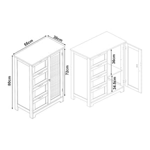 Armadietto da Bagno Karlsøy con Anta e Cassetti - Bianco [en.casa]