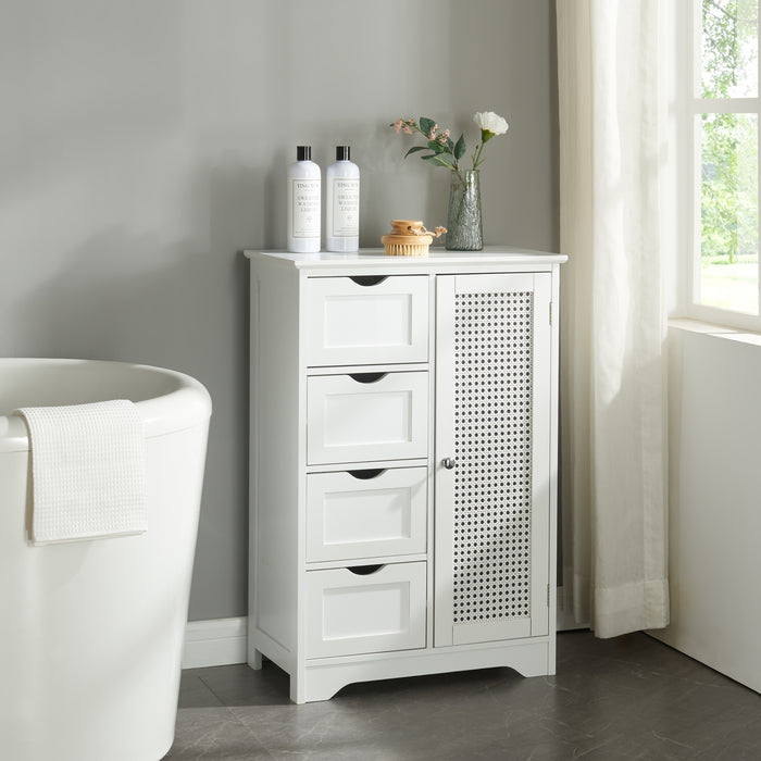 Armadietto da Bagno Karlsøy con Anta e Cassetti - Bianco [en.casa]