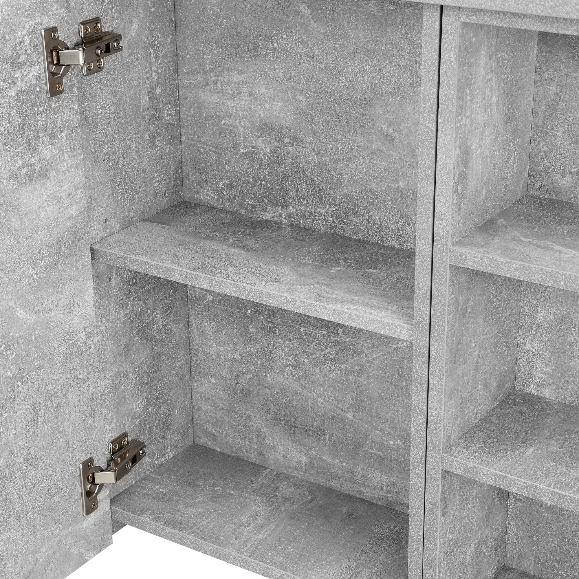 Armadietto Pensile a Bagno con Specchio 64 x 80 x 20 cm Mobiletto a Muro con 1 Anta e 3 Ripiani Laterali - Effetto