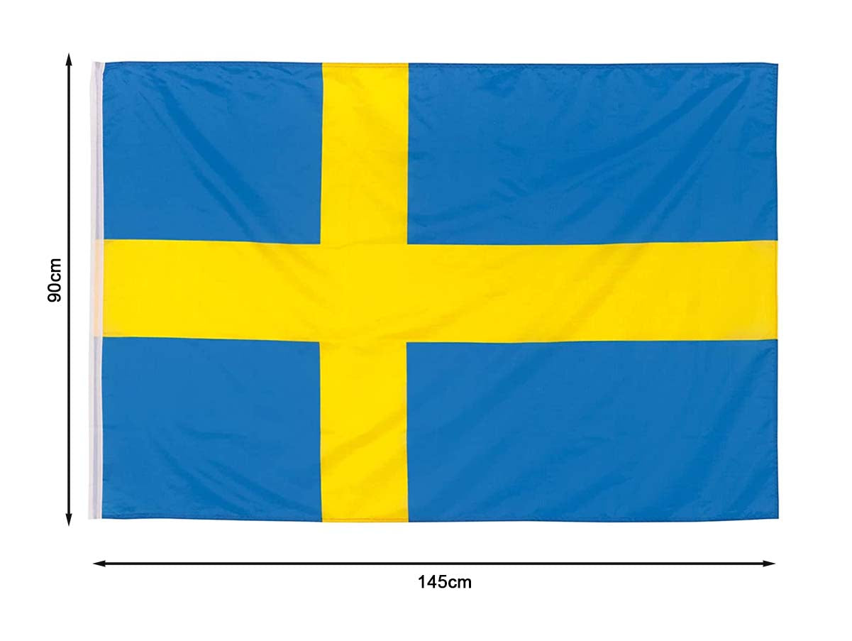 Bandiera Svedese Svezia 145X90cm In Tessuto Poliestere Con Passante Per L'Asta