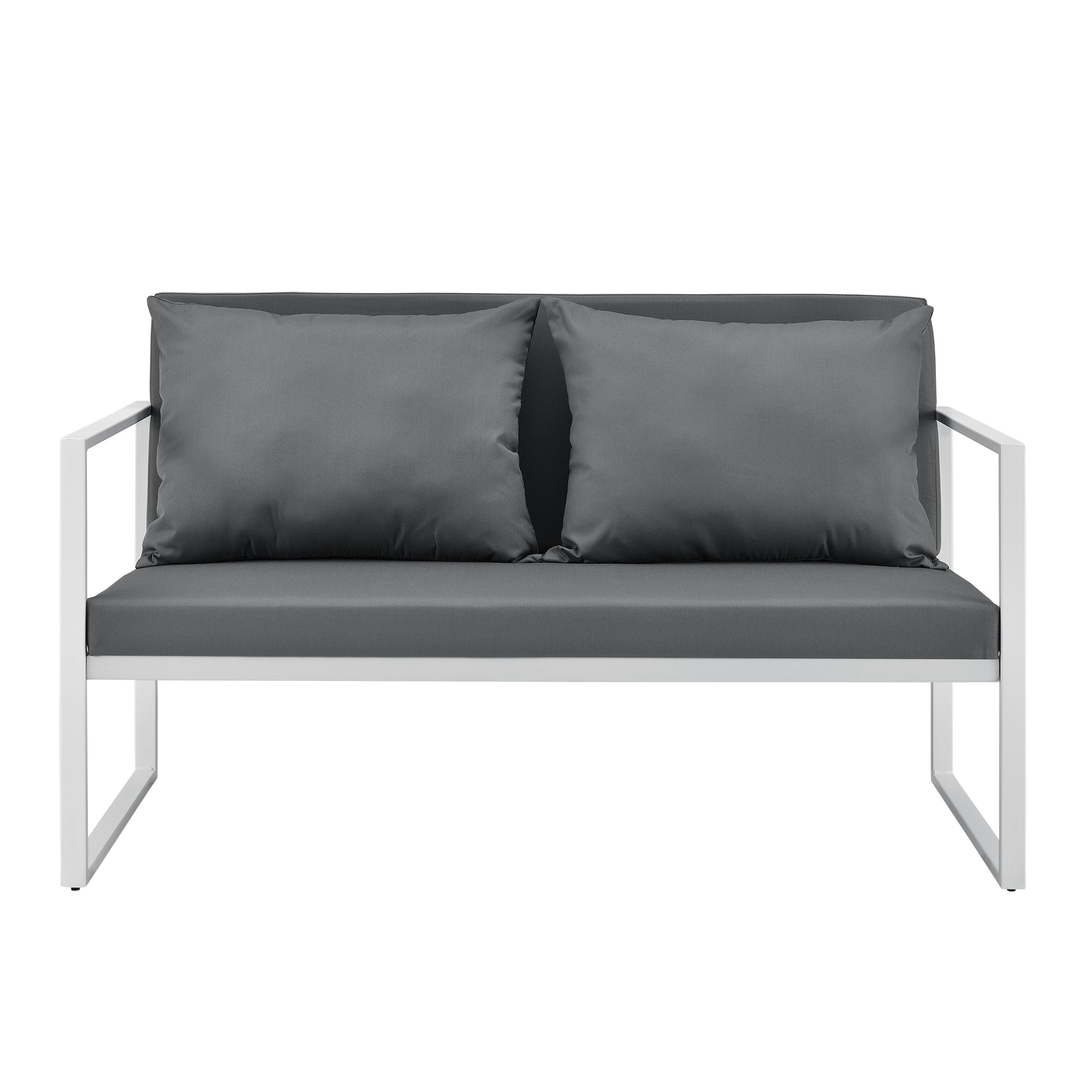 [casa.pro] Divano da giardino - sofa esterno - 70 x 114 x 60 cm - Mobile da giardino imbottito - Grigio/Bianco