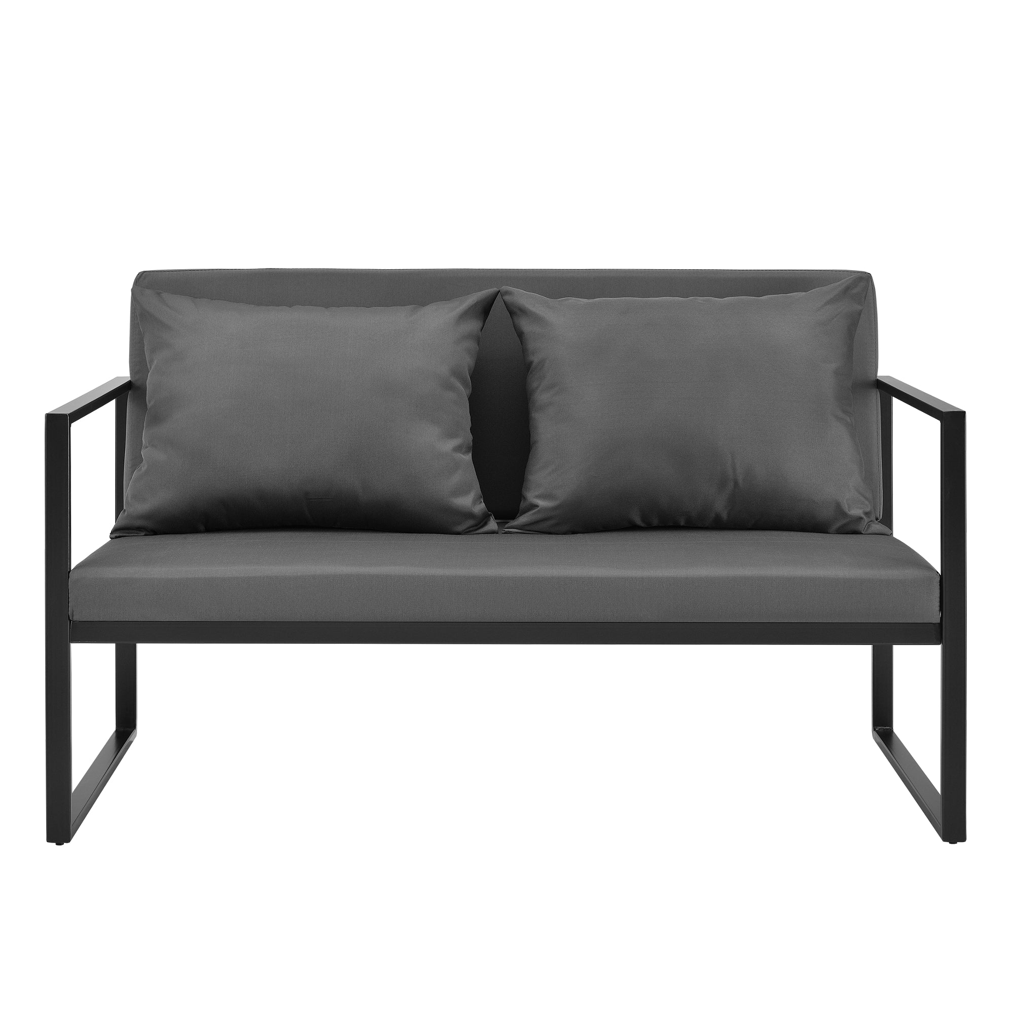 [casa.pro] Divano da giardino - sofa esterno - 70 x 114 x 60 cm - Mobile da giardino imbottito - Grigio/Nero