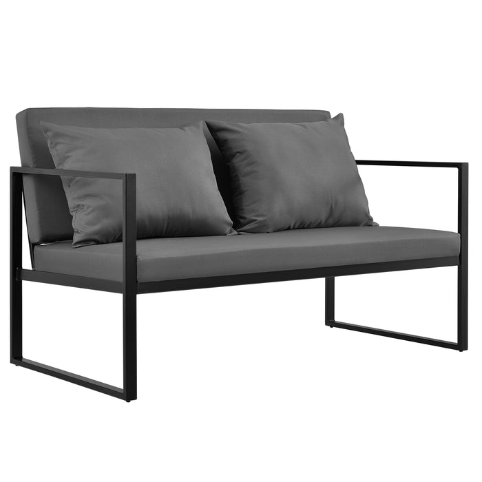 [casa.pro] Divano da giardino - sofa esterno - 70 x 114 x 60 cm - Mobile da giardino imbottito - Grigio/Nero