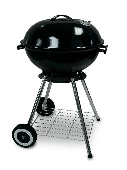 Barbecue in acciaio griglia Ã˜ 45 cm nero con ruote e coperchio Fredi