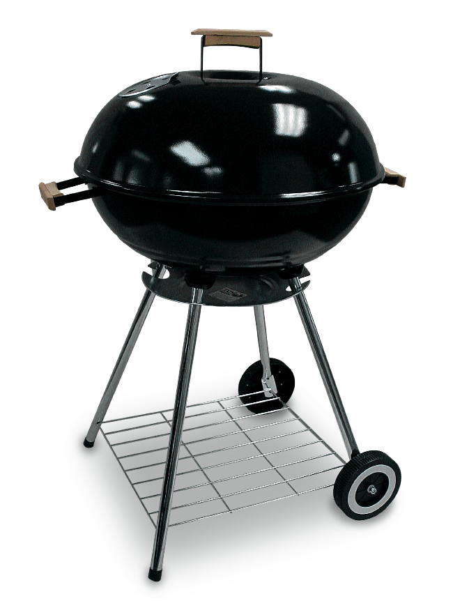 Barbecue in acciaio griglia Ã˜ 56 cm nero con ruote e coperchio Fredi