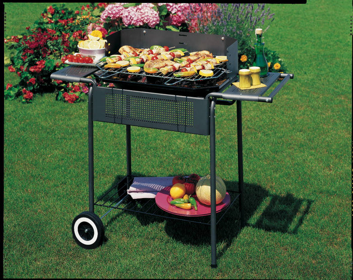 Barbecue in acciaio nero 45x90x82h cm, ruote port camargue Fredi