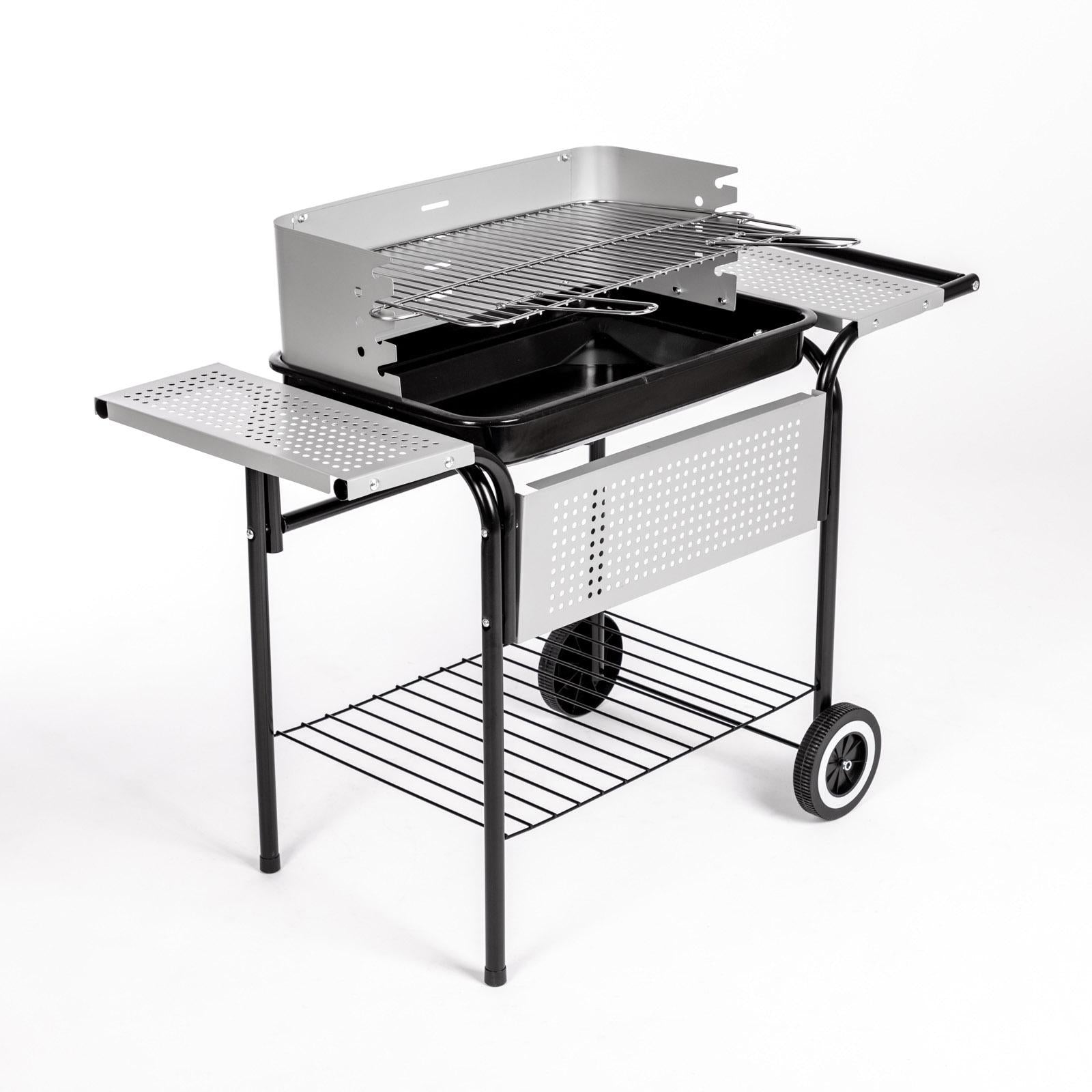 Barbecue in acciaio nero 45x90x82h cm, ruote port camargue Fredi