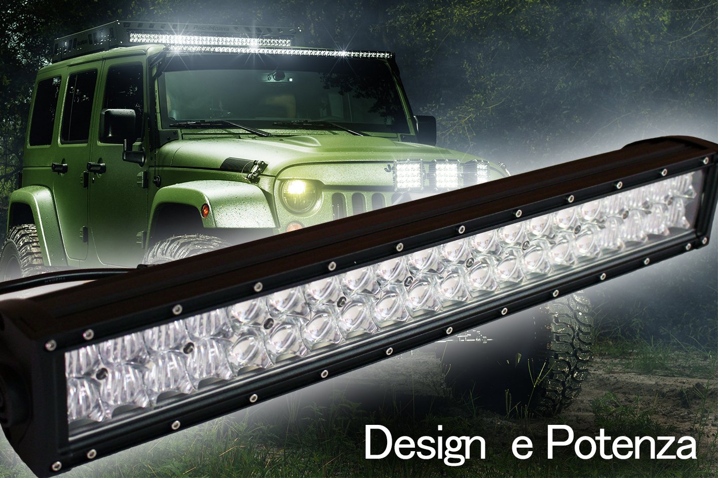 Barra Led 288W 1280mm 9V-60V Doppia Fila 96X3W Lente Combo IP67 Per Fuoristrada Jeep SUV Camper