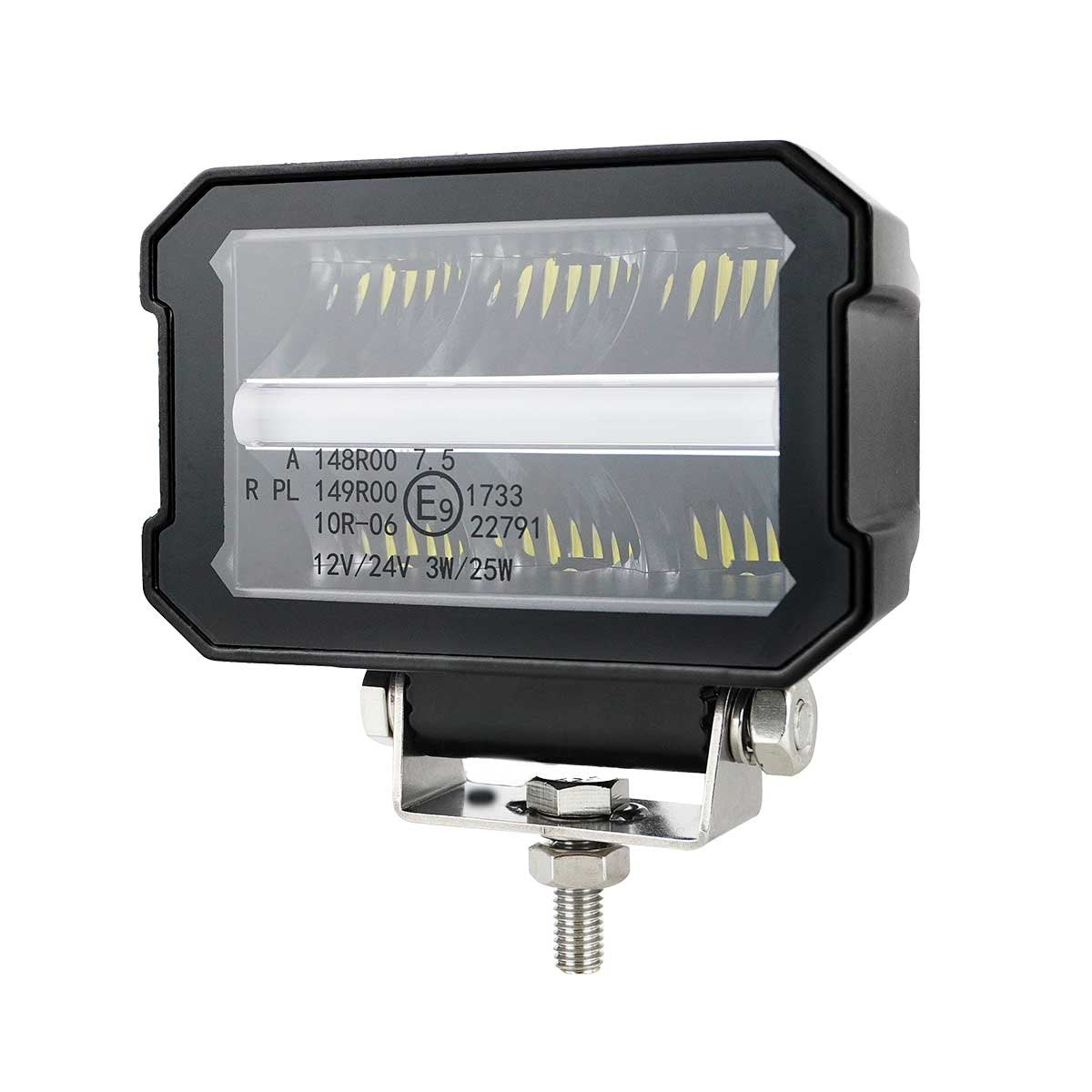 Barra Led Fuoristrada 4,7'' 30W 2800LM 12V 24V IP67 6000K Luci DRL Bianco e Frecce Arancione Incorporato