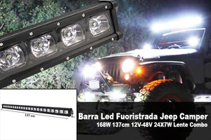Barra Led Fuoristrada Work Light Bar 168W 137cm 12V-48V 24X7W Lente Combo