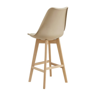 Set Lublin di 2 Sgabelli da Bar con Seduta Imbottita e Gambe in Faggio - Beige [en.casa]