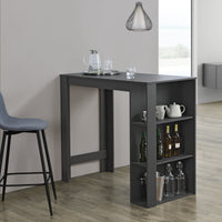 Bancone Tavolo Alto da Bar 120 x 60 x 105,5 cm Penisola Cucina con 3 Ripiani - Grigio Scuro