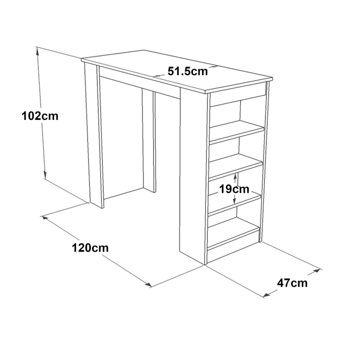 Bancone Tavolo Alto Vesanto da Bar 120 x 52 x 102 cm Penisola da Cucina - Effetto Rovere / Antracite [en.casa]