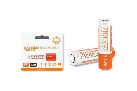 Batteria Ricaricabile al Litio 18650 2800mAh 3.7V 7.4Wh Modello Piatto