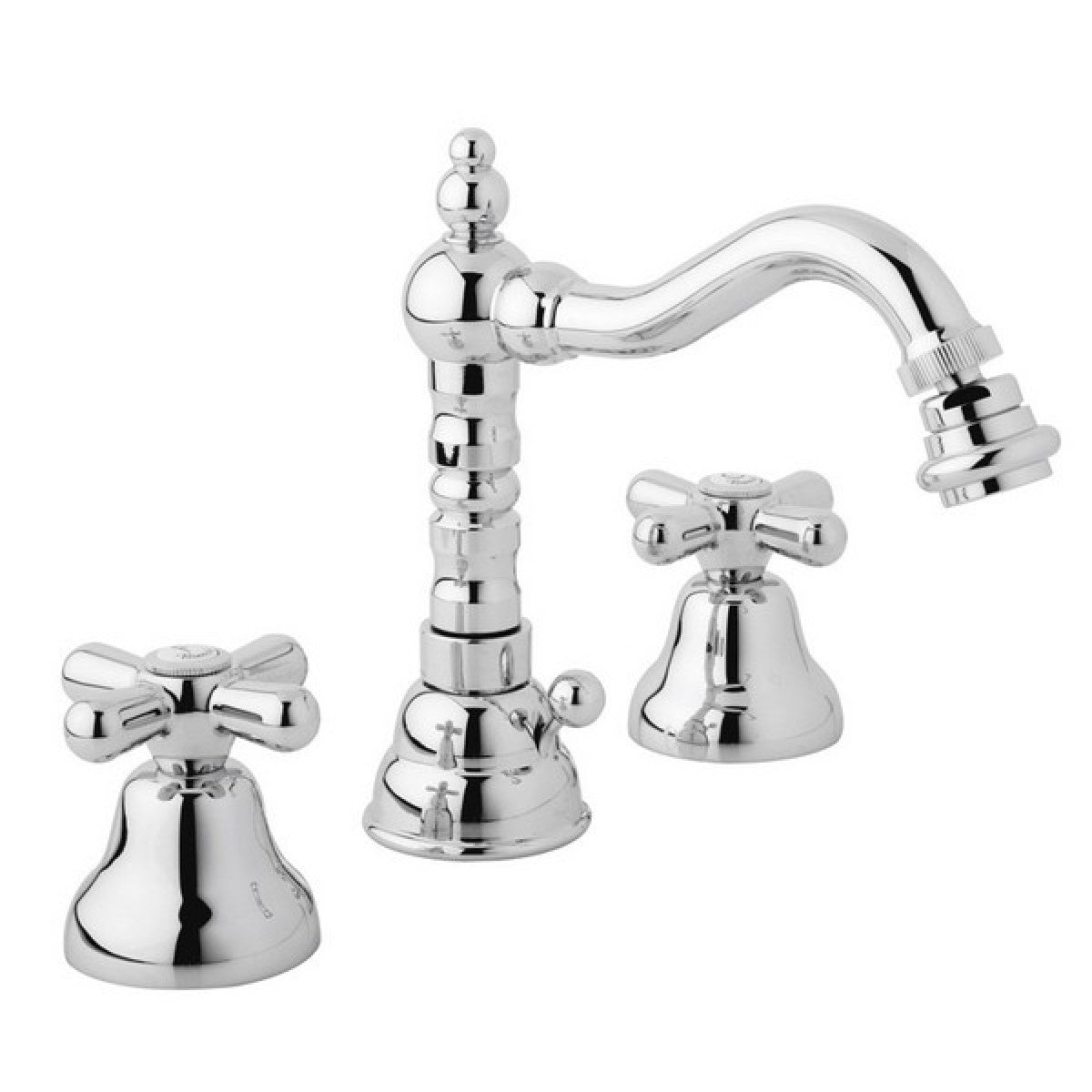 Batteria bidet tre fori con bocca girevole e scarico OLD FASHION Cromo/Oro