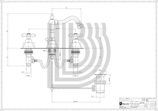 Batteria bidet tre fori con bocca girevole e scarico OLD FASHION Cromo