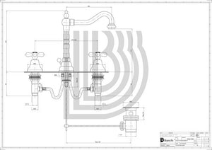 Batteria lavabo tre fori con bocca girevole e scarico OLD FASHION Cromo