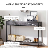 Consolle da Ingresso 2 Cassetti 120x30x81,5 cm in Legno e Acciaio Grigio