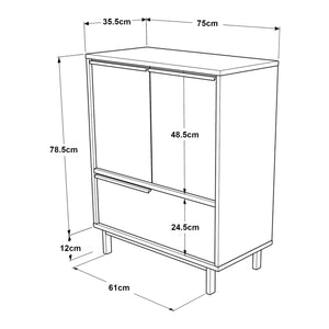 Credenza Kvà¦nangen a 3 Ante Mobile da Stoccaggio 91x75x36 cm Effetto Rovere / Rattan [en.casa]