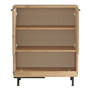 Credenza Kvà¦nangen a 3 Ante Mobile da Stoccaggio 91x75x36 cm Effetto Rovere / Rattan [en.casa]