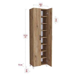 Armadio Guardaroba Strà¶msund a 2 Ante e 7 Ripiani 177,5 x 48,5 x 32 cm - Effetto Rovere [en.casa]