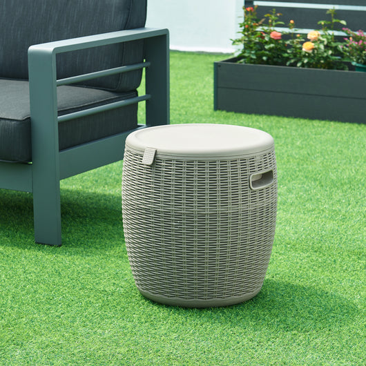 Sgabello Contenitore da Giardino Avetrana Barile in Effetto Rattan Marrone Chiaro casa.pro