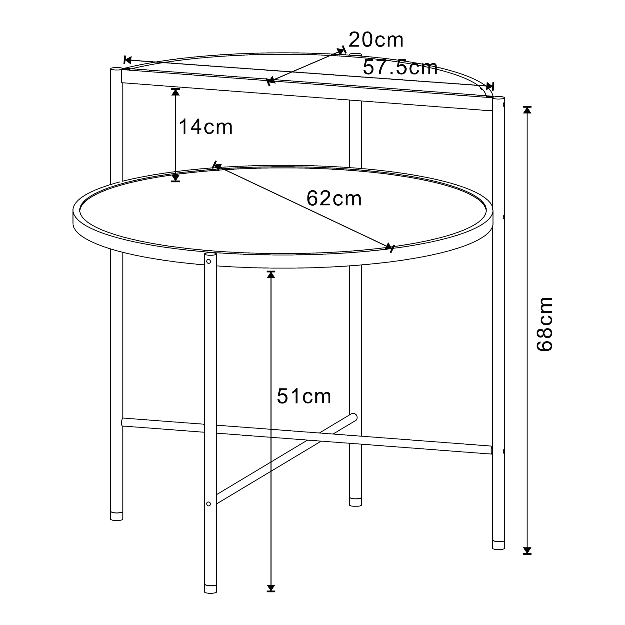 Tavolino da Divano Fyresdal con 2 Piani Effetto Rovere / Nero [en.casa]