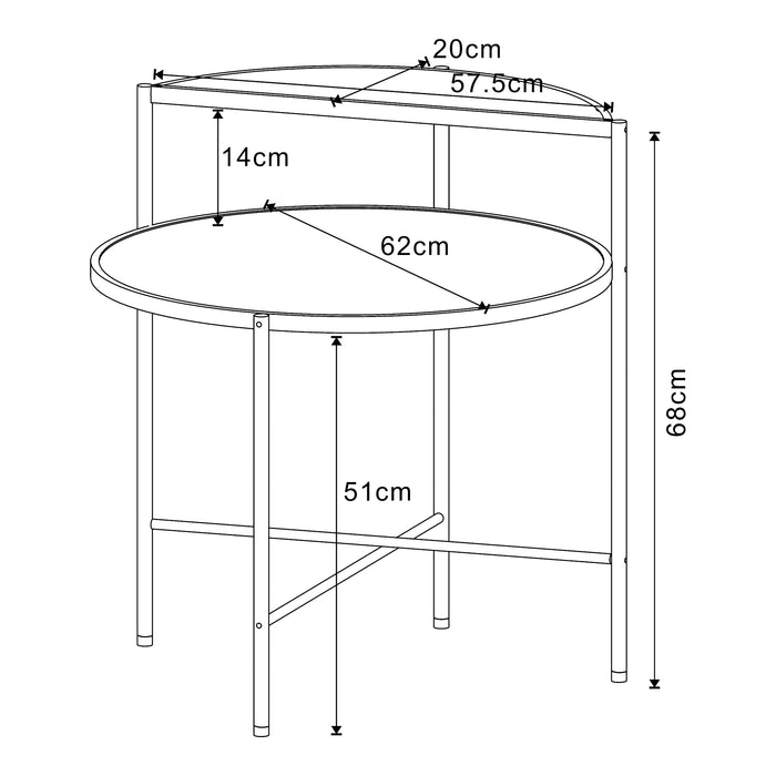 Tavolino da Divano Fyresdal con 2 Piani Effetto Rovere / Nero [en.casa]