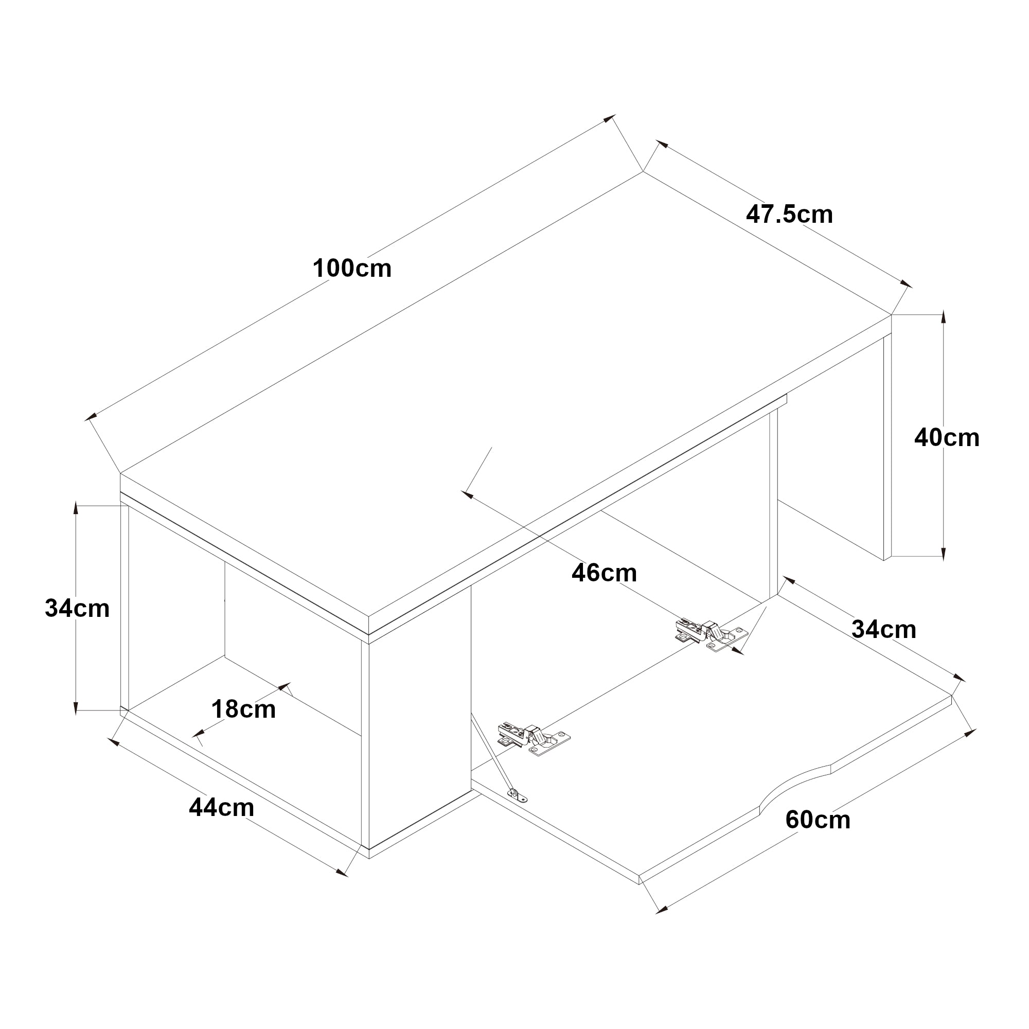 Tavolino Estensibile à–sterà¥ker Mobile Basso con Anta a Ribalta - Effetto Legno / Bianco [en.casa]