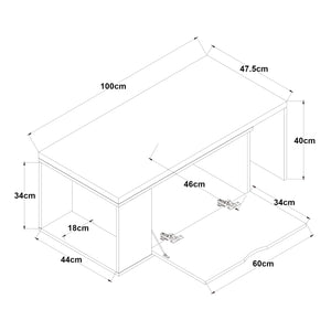 Tavolino Estensibile à–sterà¥ker Mobile Basso con Anta a Ribalta - Effetto Legno / Bianco [en.casa]