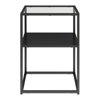 Tavolino da Divano Solund Piano Tavolo in Vetro 55 x 40 x 40 cm Acciaio Nero opaco [en.casa]