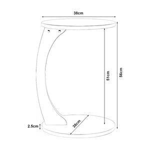 Tavolino da Divano Holeby con Rotelle e Piano Rotondo - Effetto Marmo Bianco Crema [en.casa]