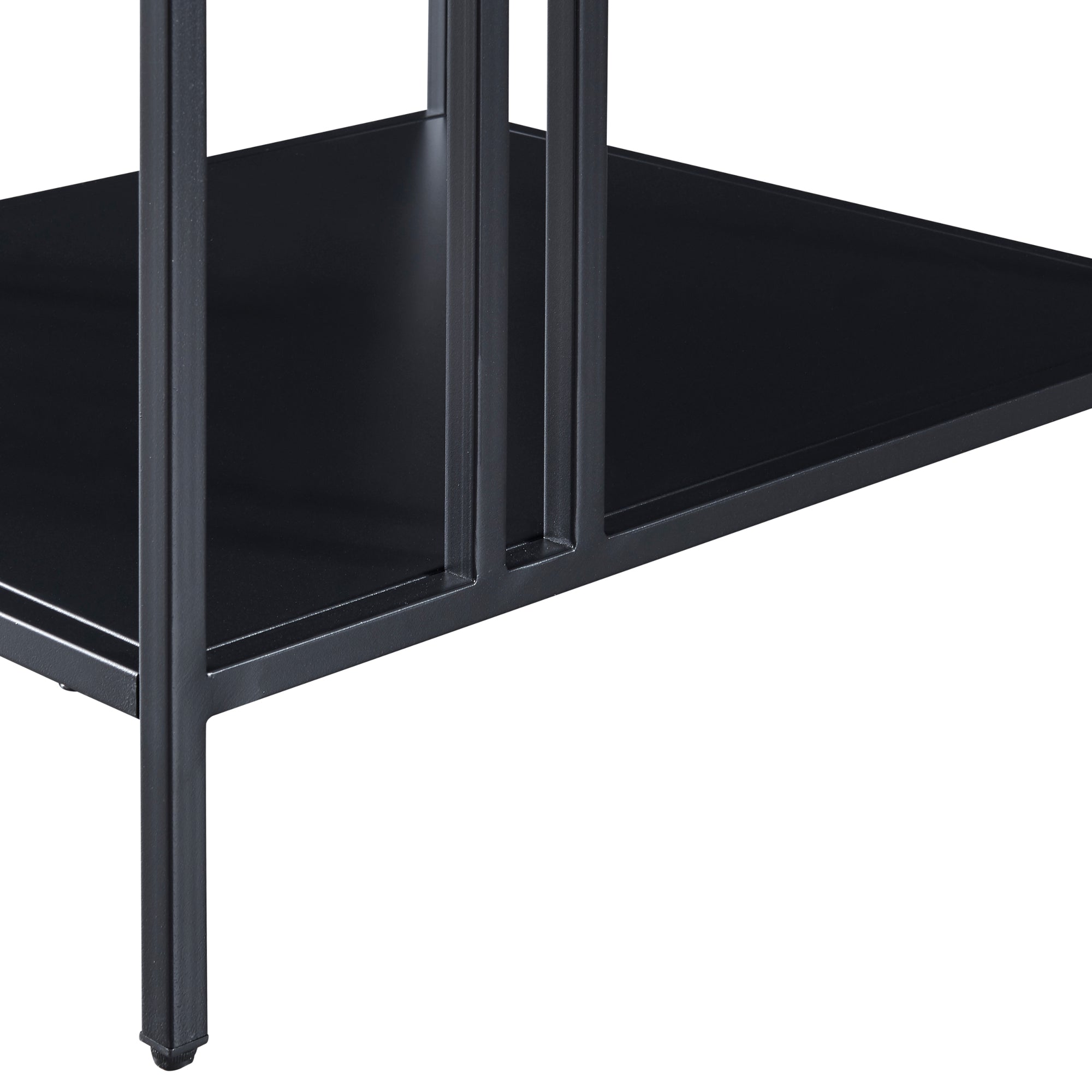 Tavolino Basso Kumlinge in Acciaio con Ripiani Quadrati 60 x 60 x 50 cm Nero [en.casa]