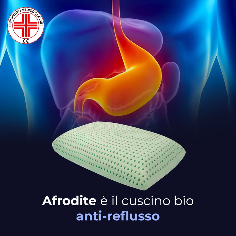 Cuscino in memory foam Anti-Reflusso Bio - Compatto e Confortevole - Afrodite - 72x42x16cm