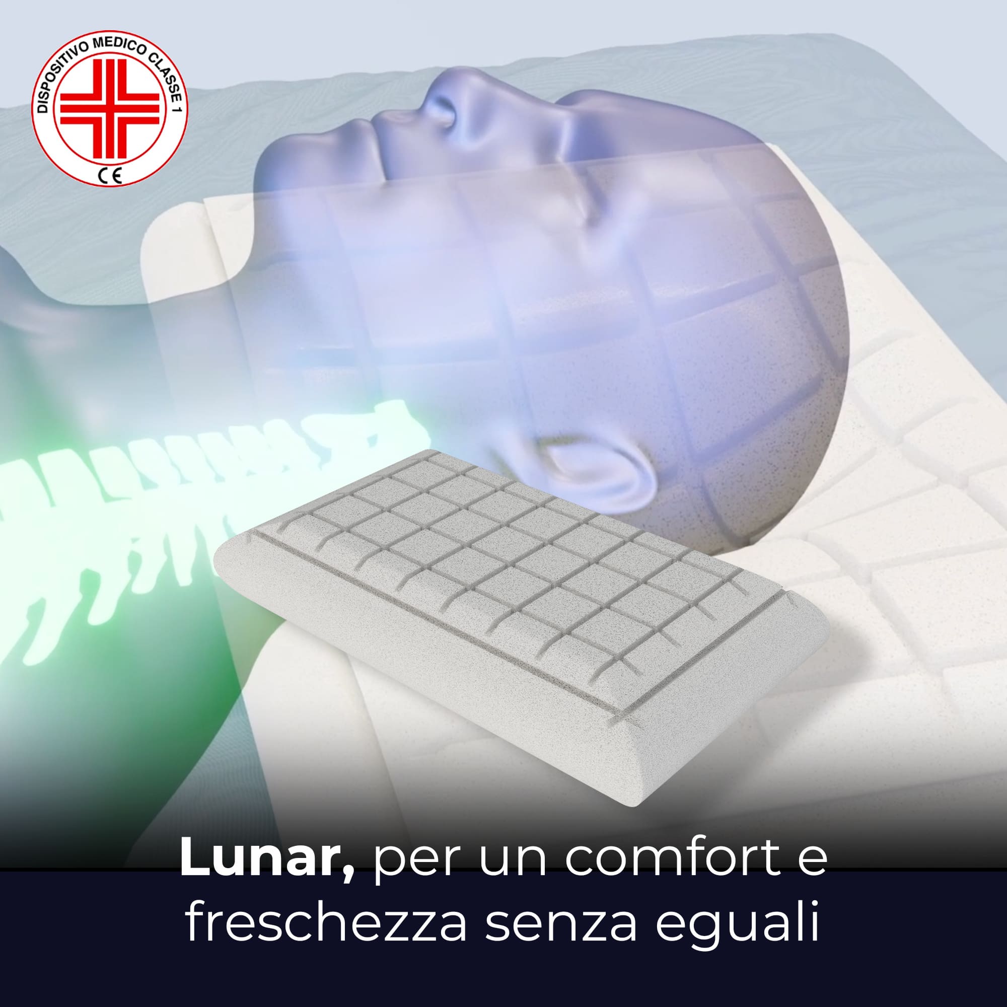 Cuscino in memory foam per Recupero Muscolare - Precisione Laser in Grafite - Lunar