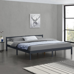 Struttura Letto in Legno di Pino 180 x 200 cm con Testiera Bassa Letto Matrimoniale King Size in Design Minimal - Grigio