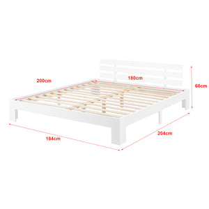 Letto in Legno di Pino con Materasso a Schiuma Fredda 180 x 200 cm Letto Matrimoniale King Size con Testiera in Stile