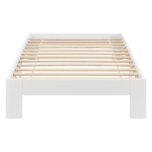 Struttura Letto in Legno di Pino 90 x 200 cm con Rete a Doghe Letto Singolo in Design Minimal - Bianco