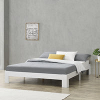 Struttura Letto in Legno di Pino 120 x 200 cm con Rete a Doghe Letto 1 Piazza e Mezza in Design Minimal - Bianco