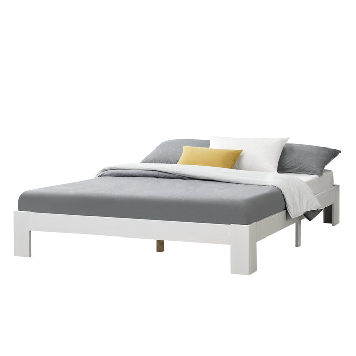 Struttura Letto in Legno di Pino 180 x 200 cm con Rete a Doghe Letto Matrimoniale King Size in Design Minimal - Bianco