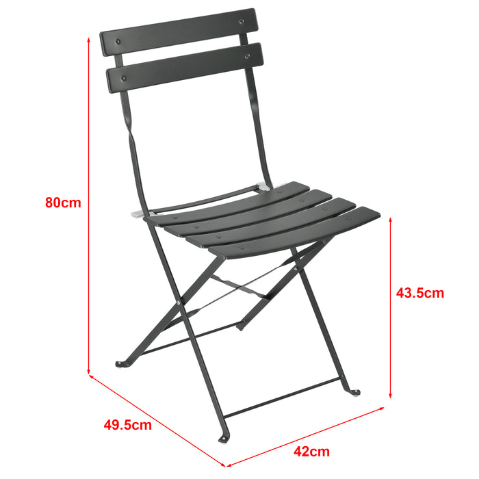 Set da Bistrot Composto di 1 Tavolo Rotondo e 2 Sedie Set Mobili Pieghevoli da Giardino/Balcone/Pub/Bar - Grigio Scuro