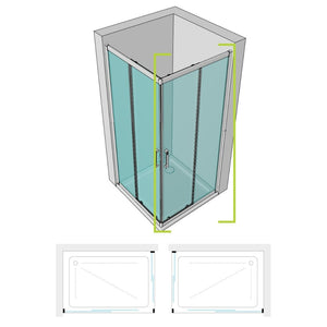 Lato porta box doccia angolare nicchia dafne cristallo 6 mm 140 cm trasparente